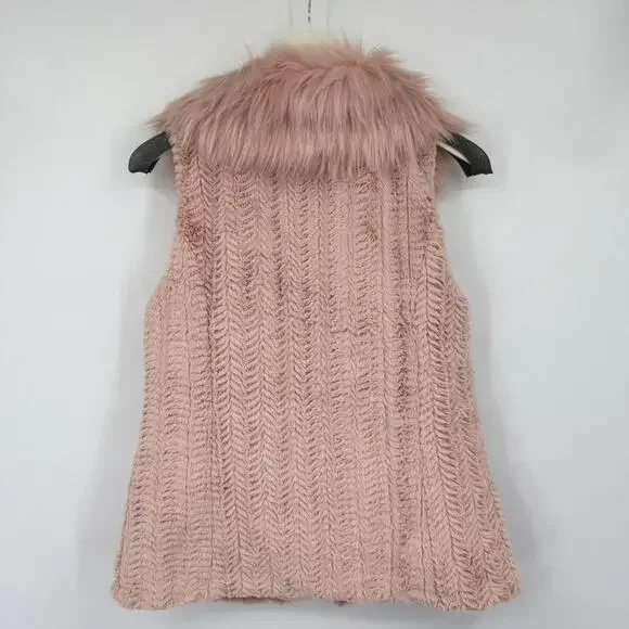 Women's Marc New York Pink Faux Fur Faux Sherpa Vest Medium - Picture 2 of 4